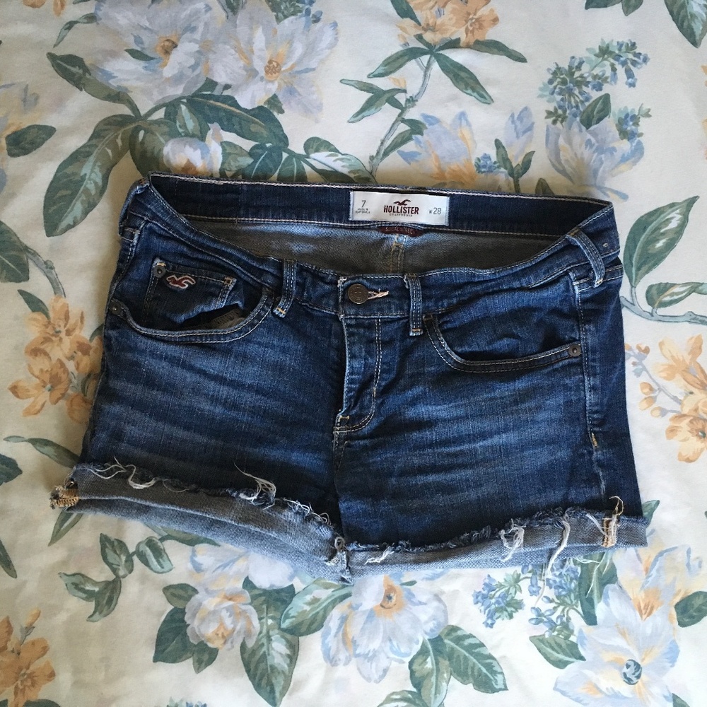 Dark Wash Hollister Cut Off Jean Shorts